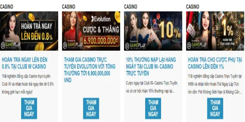 Sự kiện ưu đãi hot của sân chơi casino w88